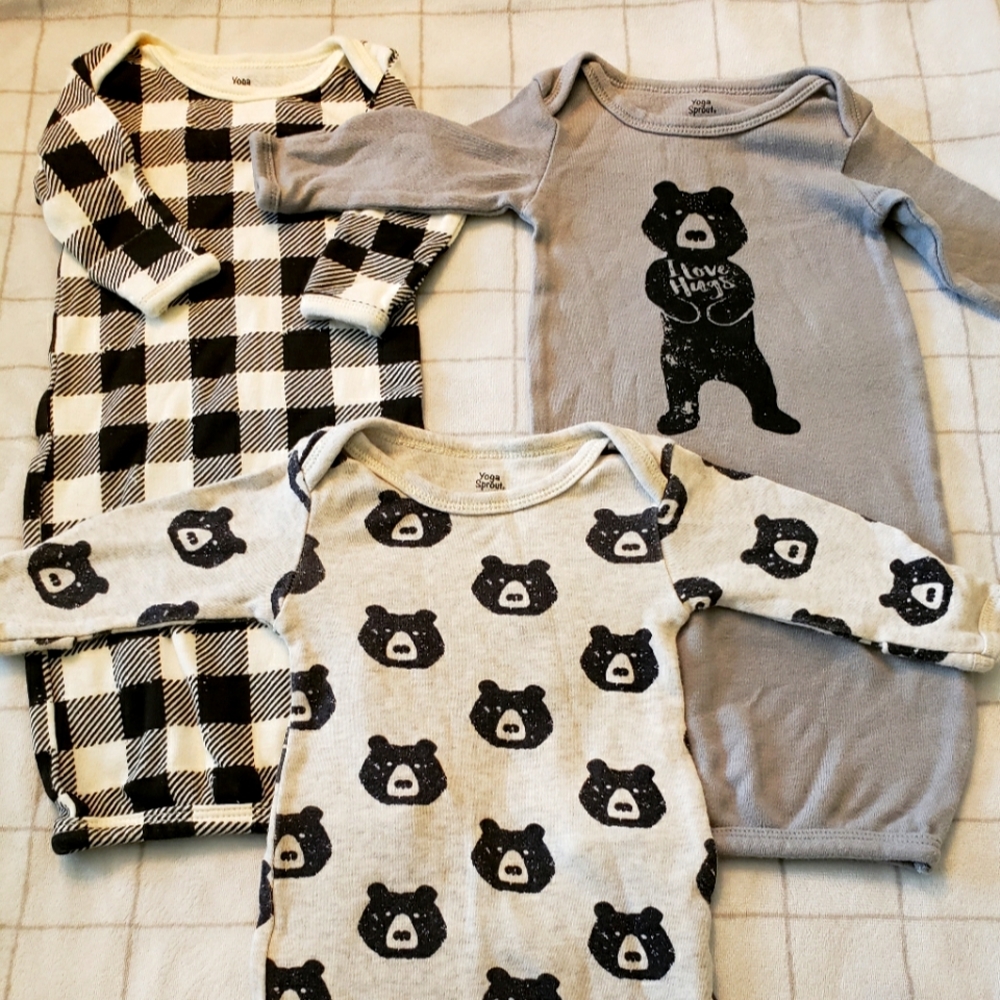 3 piece Yoga Sprout cotton gown size preemie
